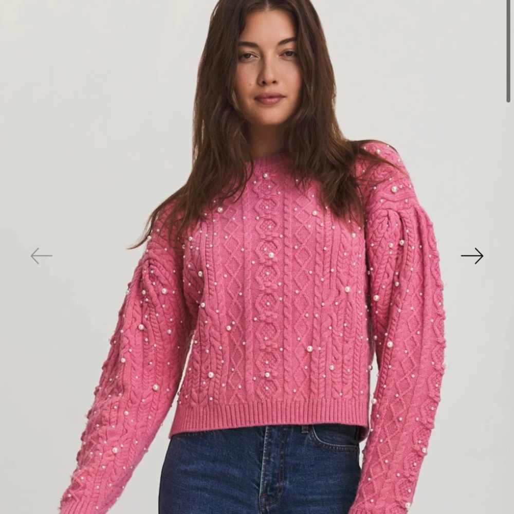 Something Navy Shelby Pearl cable knit sweater